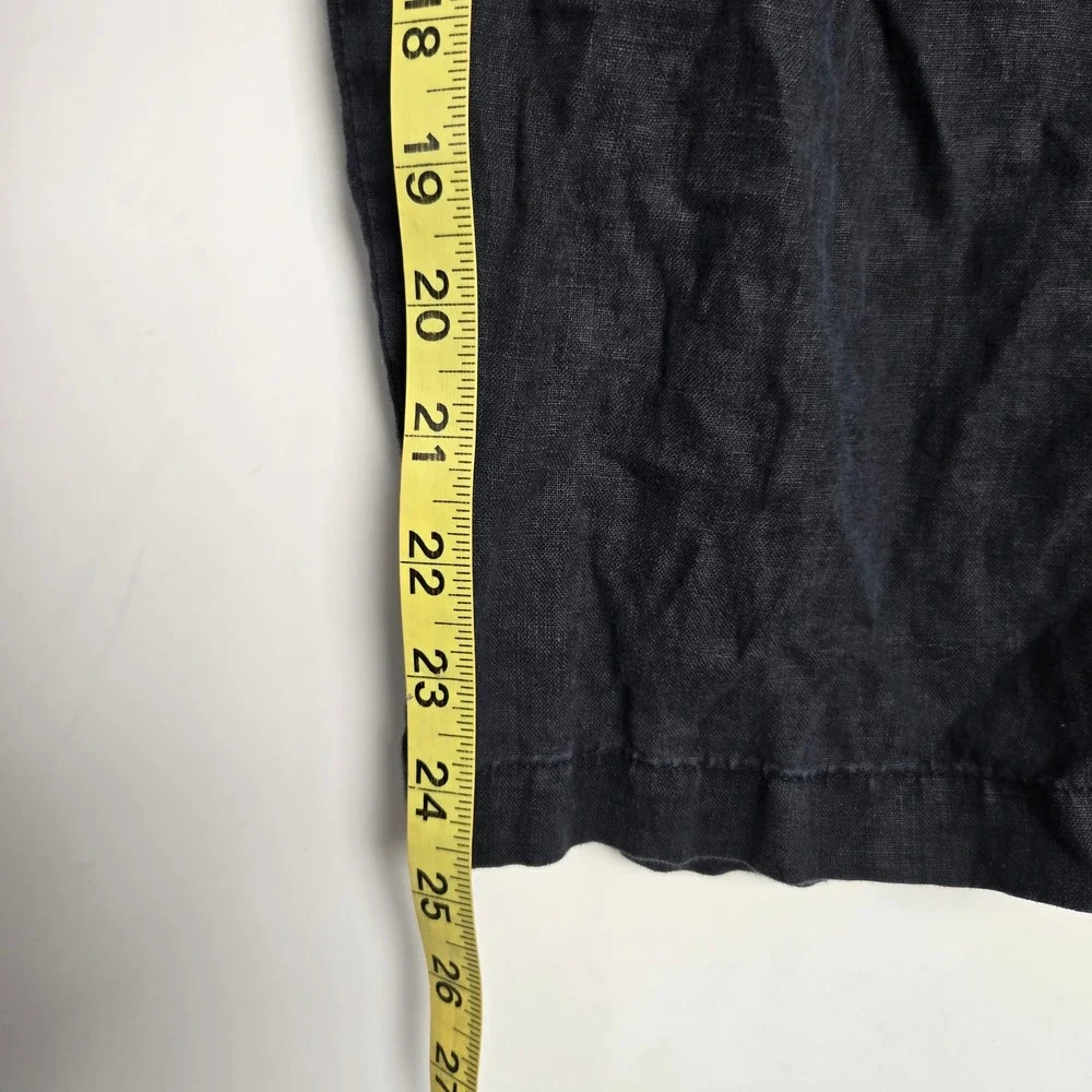 Quince Women's XL Black Linen Pants Wide‎ Leg Elastic Waist Cropped Casual